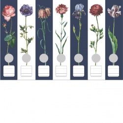 Ordneretiketten bloemen blauw/wit