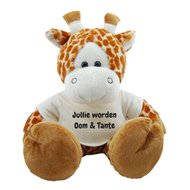 Knuffel giraf 45 cm Jullie worden Oom en Tante bedrukt